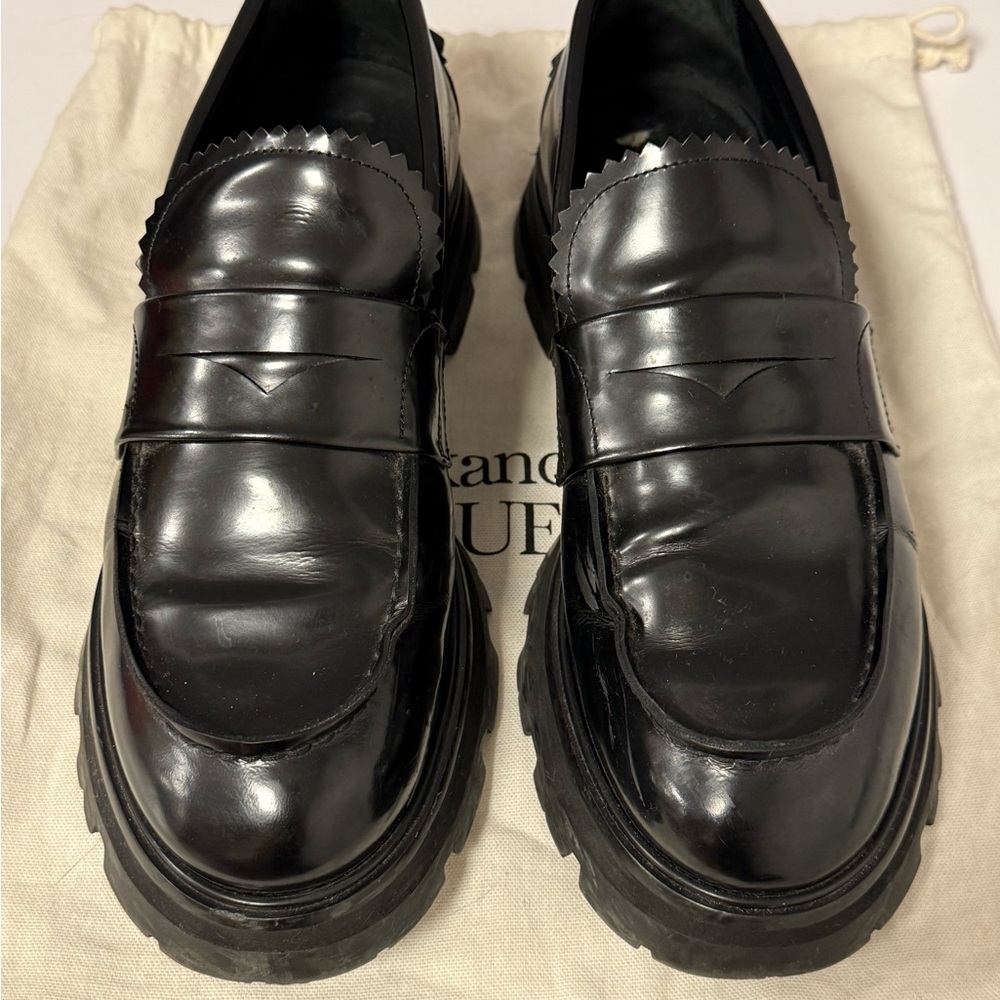 Alexander McQueen Black Leather Loafers Slip-Ons